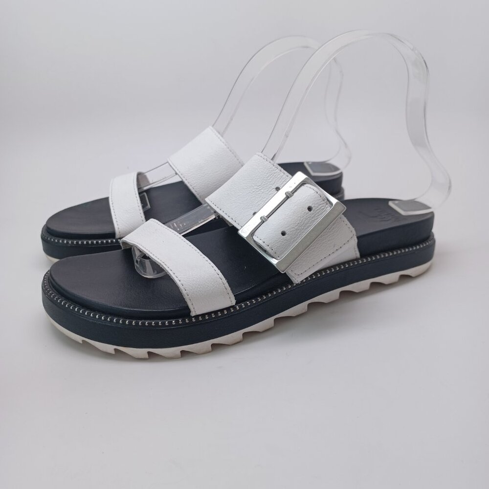 Sorel‎ Womens Sandals Roaming Two Strap Slip On Slide Wedge White Black Size 9.5 - Picture 2 of 16